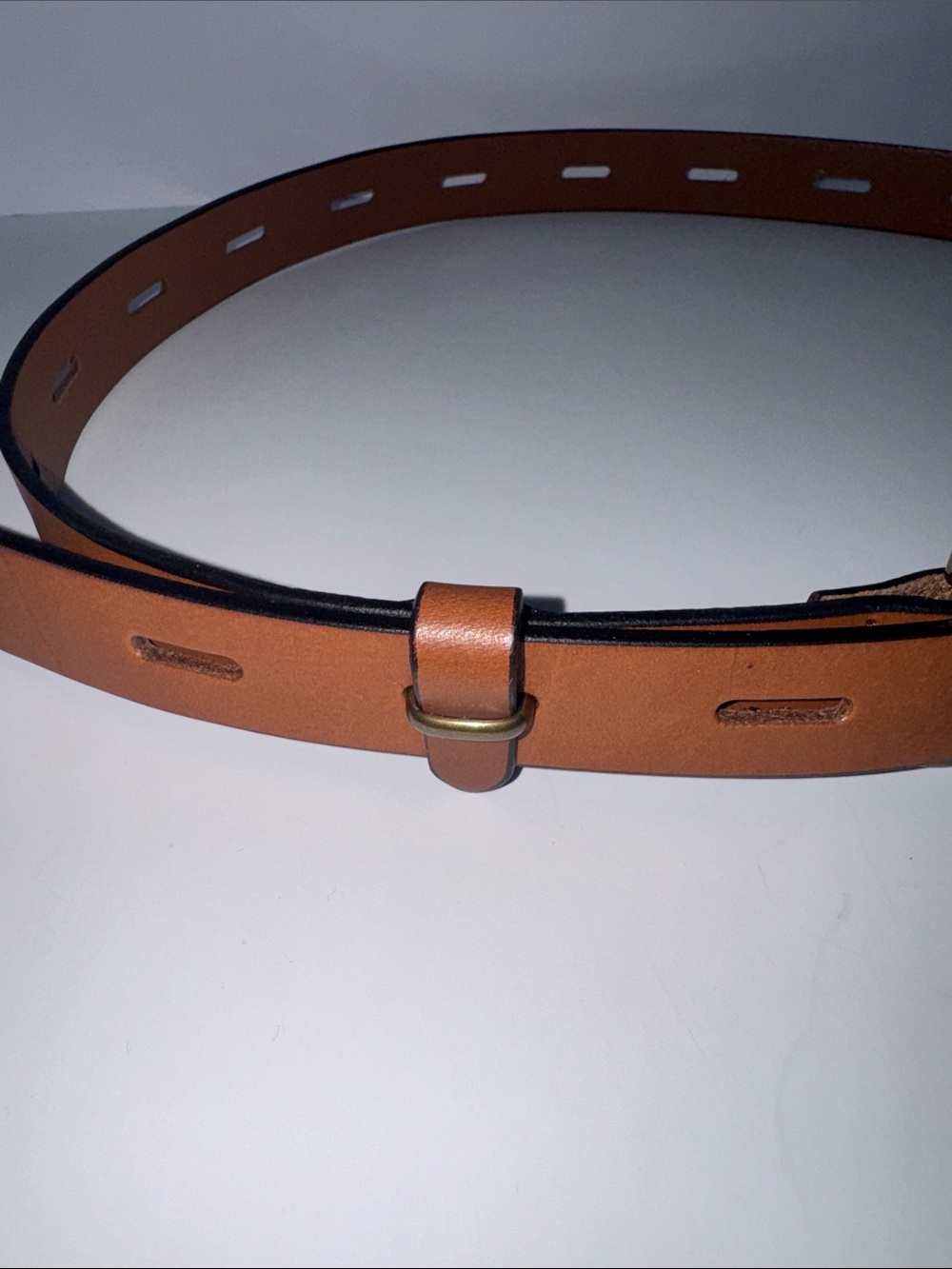 Madewell Adjustable Leather Belt Perforated Tan Western Minimalist M - Picture 4 of 7